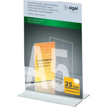 Sigel TA222, Akrylový krystalicky čirý stojánek na letáky typu T - formát A5 na výšku