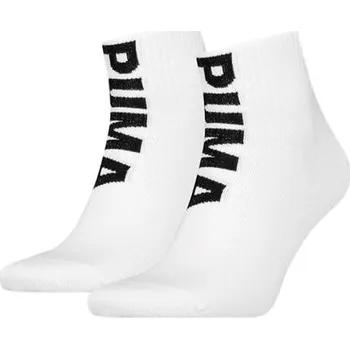 Pánské ponožky Pánské kotníkové ponožky Puma Logo Quarter Socks 2P - Logo Quarter, 2 páry – moderní a stylové kotníkové ponožky Puma s výrazným logem v univerzální barvě bílá / černá. - 3481445