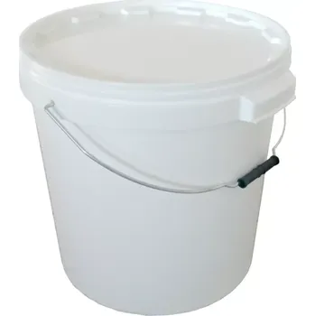 kbelík PP KBELÍK 30 L KULATÝ BÍLO/BÍLÝ DVĚ UCHA VÍKO S POJISTKOU, KOVOVÉ DRŽADLO
