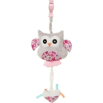 Hračka pro nejmenší Závěsná plyšová hračka natahovací s melodií - sova - růžová