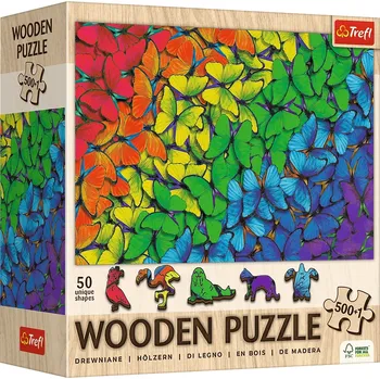 Puzzle Dřevěné puzzle TREFL Duhoví motýli 501 dílků
