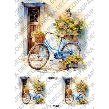 Umělecký papír Rýžový a soft papír na decoupage - Kolo na zápraží - KB01380 Materiál: Soft, Rozměr: A4