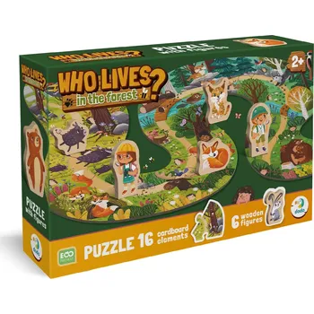 Puzzle DODO Kdo žije v lese? 16 dílků