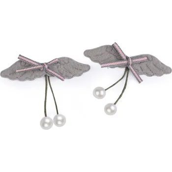 Aplikace / nášivka květ, křídla šedá světlá 10 ks