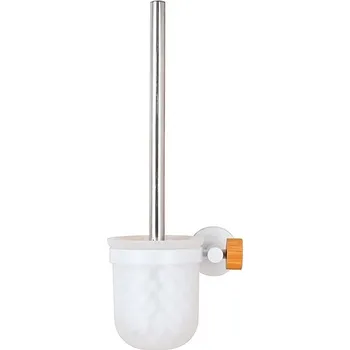Sada koupelnových doplňků MSV WC nástěnná štětka IANA, s nádobou ze skla, bílá