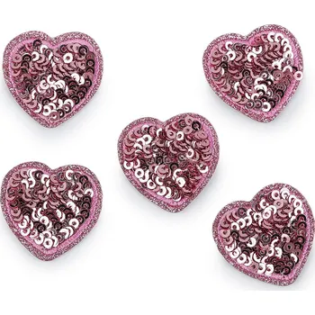 Nažehlovačka srdce s flitry pudrová 10 ks