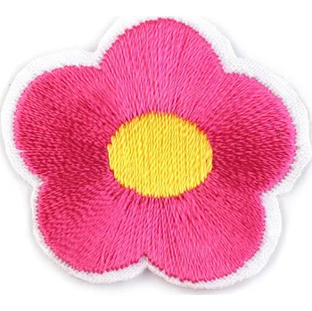 Nažehlovačka vyšívaný květ růžová malinová 10 ks