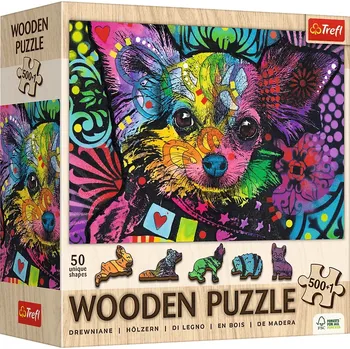 Puzzle Trefl Barevné dřevěné štěně 500 dílků