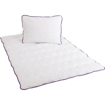 přikrývka Celoroční přikrývka prošívaná 140x200 cm s polštářem STELLA LAVENDER 70x90 cm, bílá, 140x200 / 70x90 cm