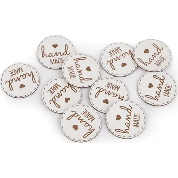 Nášivka / štítek z eko kůže - hand made bílá přírodní 10 ks