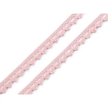 Krajka Bavlněná krajka paličkovaná šíře 9 mm růžová sv. 22.5 m
