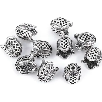 Koncovky na šňůrky / dekorační kaplíky 12x12 mm platina 20 ks