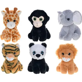 plyšák PLYŠ Zvířátko safari 15cm velké oči sedící 6 druhů (plyšová hračka)