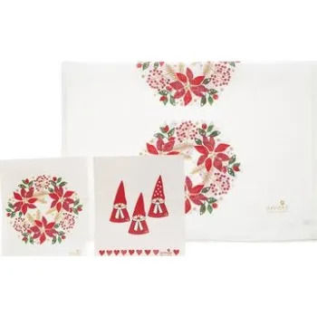 Utěrka Sada houbičky + utěrka - vánoční věnec