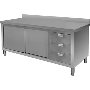 Dílenský stůl Mobler Nerezový pracovní stůl se skříňkou a se 3 zásuvkami 180x70x85 cm