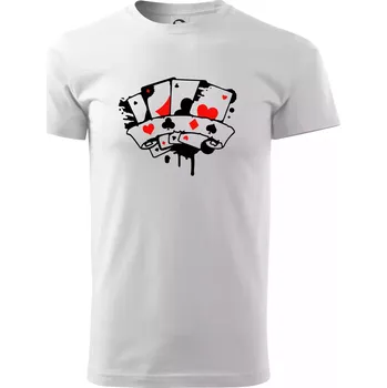 Pánské tričko Poker splash 4 karty - Triko extra velké (5-8XL) - 7XL ( Bílá )