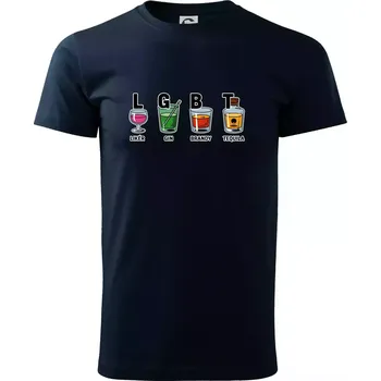 Pánské tričko LGBT - Likér, Gin, Brandy, Tequila - Triko extra velké (5-8XL) - 6XL ( Námořní modrá (velmi tmavá - téměř černá) )