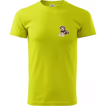 Lagotto romagnolo ležicí vyšívaný na prsu - Klasické pánské triko vyšší gramáže - 3XL ( Limetková )