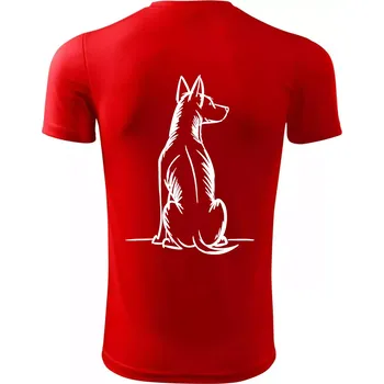 Pes kreslený zezadu - Dětské triko sportovní (dresovina) - 158 cm/12 let ( Červená )