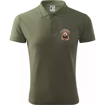 Pánská košile Lagotto romagnolo ležicí vyšívaný na prsu - Polokošile pánská Pique Polo 203 - 2XL ( Khaki )