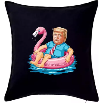 Polštář Trump a plameňák - Polštář 50x50 - 50x50 - Pouze potah ( Černá )