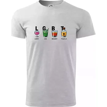 Pánské tričko LGBT - Likér, Gin, Brandy, Tequila - Triko extra velké (5-8XL) - 7XL ( Světlešedý Melír )