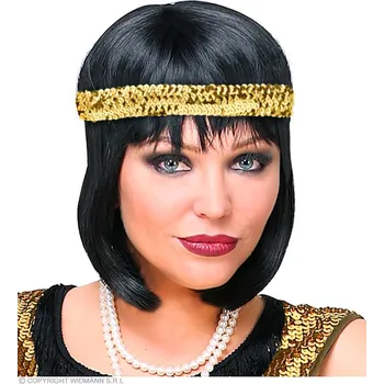 Karnevalový kostým Charlestonová flitrová čelenka zlatá