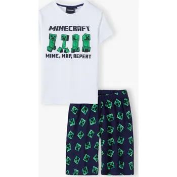 Letní PYŽAMO MINECRAFT (bílo-tmavě modré) Velikost: 8
