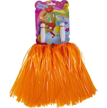 Karnevalový kostým 2ks neonově oranžových pom pomů