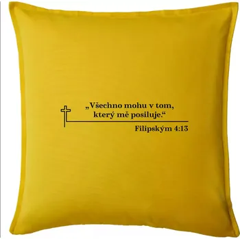 Polštář Citáty z bible - Filipským 4:13 - Polštář 50x50 - 50x50 - Pouze potah ( Žlutá )