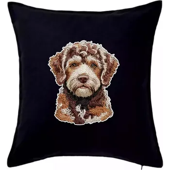 Polštář Lagotto romagnolo vyšívaná hlava - Polštář 50x50 - 50x50 - Pouze potah ( Černá )