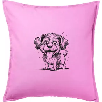 Polštář Lagotto romagnolo karikatura vypláznutý jazyk - Polštář 50x50 - 50x50 - Pouze potah ( Růžová )