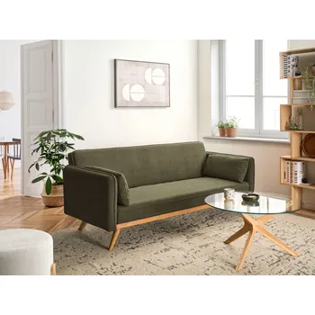 Pohovka Rozkládací pohovka zelená látkové čalounění 3místná dřevěný rám boční područky tradiční styl obývací pokoj Beliani