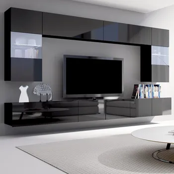 Obývací stěna Obývací stěna CALABRINI c | 300 cm | 6 dílů X | černá lesk