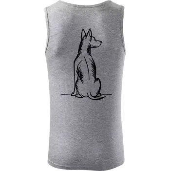 Pes kreslený zezadu - Tílko pánské Core - L ( Tmavě šedý melír )
