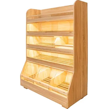 Prodejní regál Regál na pečivo s plexisklem a LED osvětlením T 180x125x60 cm - Americký dub