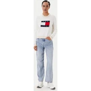 Pánské oblečení Tommy Jeans Svetr Colorblock Flag DW0DW20970 Bílá Regular Fit XL