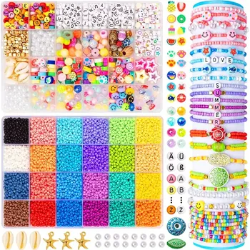 Dětské navlékací korálky SADA KORÁLKŮ PRO VÝROBU BIŽUTERIE NÁRAMKŮ NÁHRDELNÍKŮ