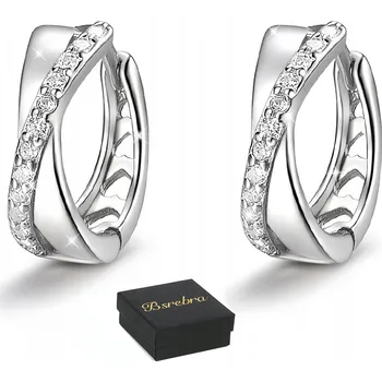 Náušnice Stříbrné náušnice Bsrebra 925 se zirkony, kruhy, hypoalergenní