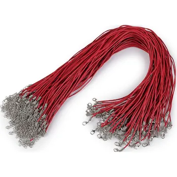 Šperk Voskovaná šňůrka s karabinkou délka 45 cm, barva 5 červená