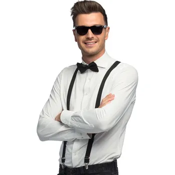 Karnevalový kostým Černá sada doplňků brýle kšandy motýlek