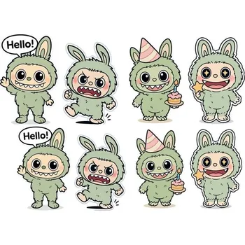 Jedlá dekorace na dort Jedlý papír k vystříhnutí Labubu zelený - Pictu Hap