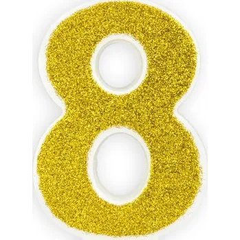 Karnevalový kostým Narozeninová zlatá glitrová svíčka číslo 8