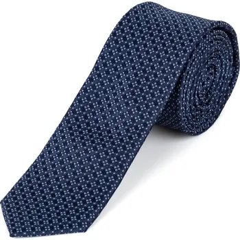 Kravata Kravata pánská AMJ úzká vzorovaná KI1094, tmavě modrá