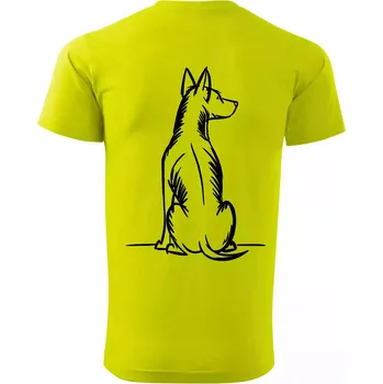 Pes kreslený zezadu - Klasické pánské triko vyšší gramáže - S ( Limetková )