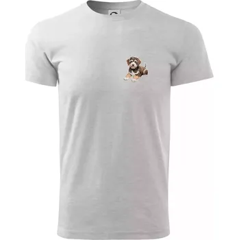 Pánské tričko Lagotto romagnolo ležicí vyšívaný na prsu - Triko extra velké (5-8XL) - 7XL ( Světlešedý Melír )