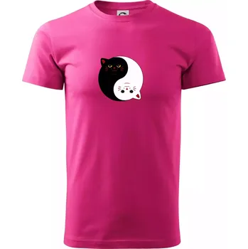 Pánská móda Kočky jin jang barevné - Klasické pánské triko vyšší gramáže - 2XL ( Purpurová )