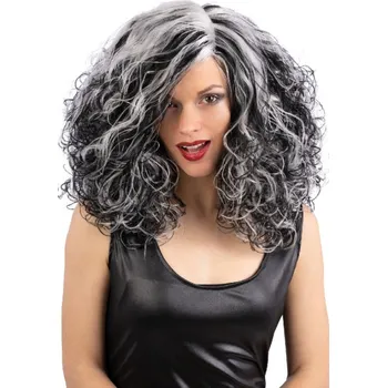 Karnevalový kostým Carnival Toys Černobílá čarodějnická paruka bohatá