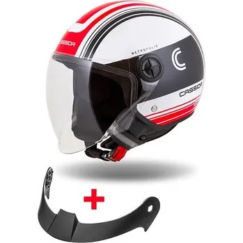 Helma na motorku přilba Handy Metropolis, CASSIDA (černá/bílá/červená) 2025 velikost přilby XL - 61-62cm