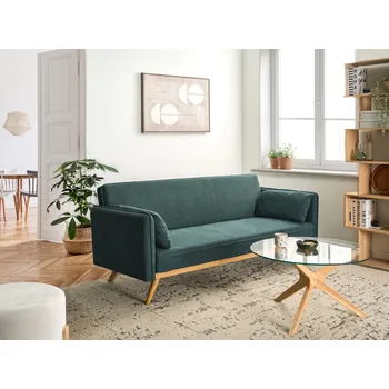 Pohovka Rozkládací pohovka světle zelená látkové čalounění 3místná dřevěný rám boční područky tradiční styl obývací pokoj Beliani